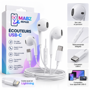 Écouteurs MABZ Repair USB‑C polyvalents Écouteurs filaires USB-C MABZ Repair