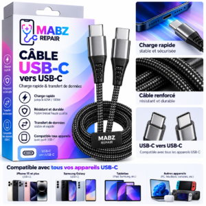 Kit câble USB-C MABZ Repair Câble USB-C vers USB-C 2 m MABZ Repair