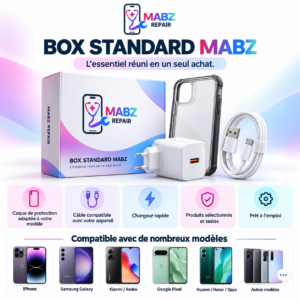 mabz-repair-box-standard Box Standard MABZ Repair : coque adaptée, câble compatible et chargeur rapide